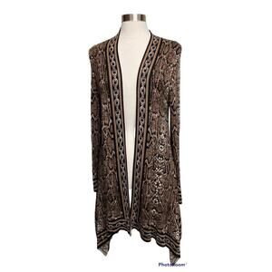 Womens Ruby Rd Snakeskin Pattern Cardigan Long Sleeve SharkBite Hem Multi S